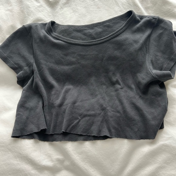Brandy Melville Tops - Brandy Melville Charcoal Gray Crop Top